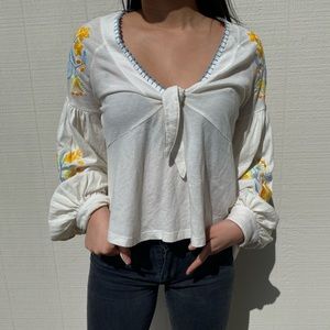 Free People Floral Balloon Long Sleeve